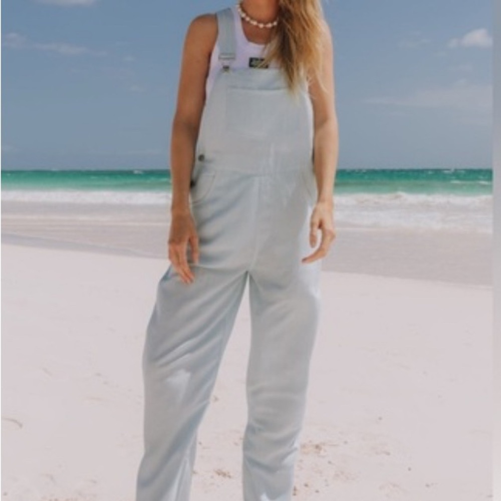 Daily Drills Blue Linen Overalls XS/S